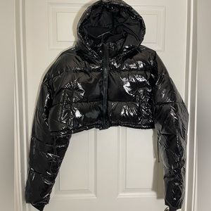 Good American Black Puffer Jacket